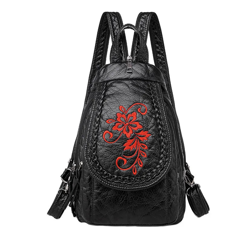 Petit Sac à Dos Femme Red Embroidery Sac a dos Femme