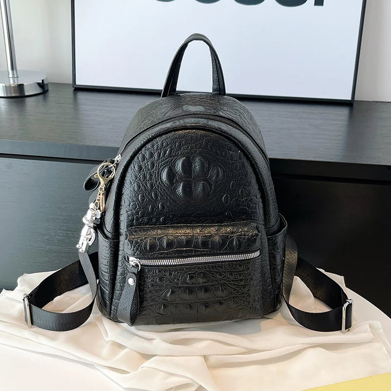 Sac à Dos Simili Cuir Blanc Petit noir Sac a dos Femme