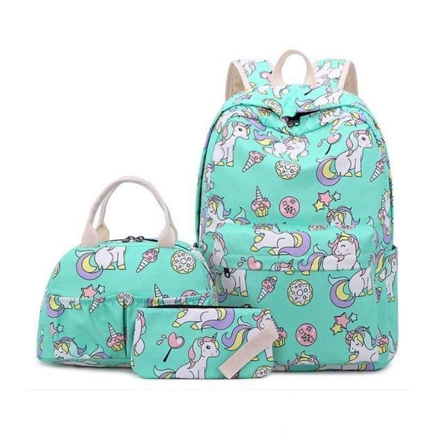 Cartable Licorne Vert Sac à dos Fille