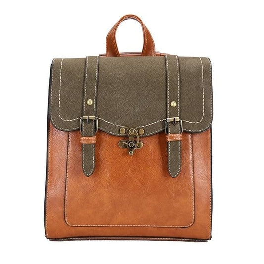 Cartable Simili Cuir Marron Sac a dos Femme