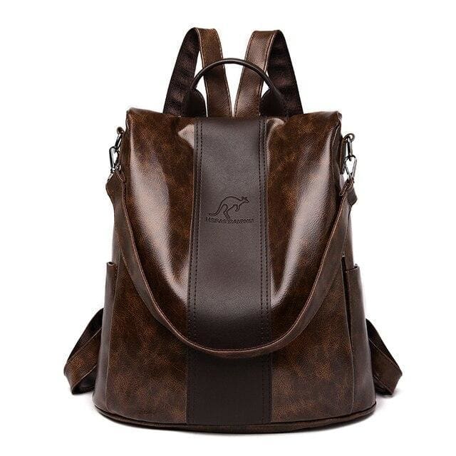 Sac Simili Cuir Noir Marron 30cm 14cm 32cm Sac a dos Femme