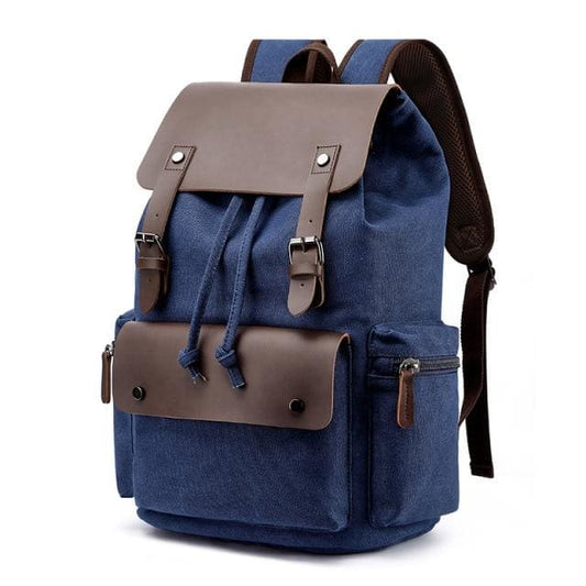 Sac à Dos En Toile Vintage Bleu Sac a dos Homme