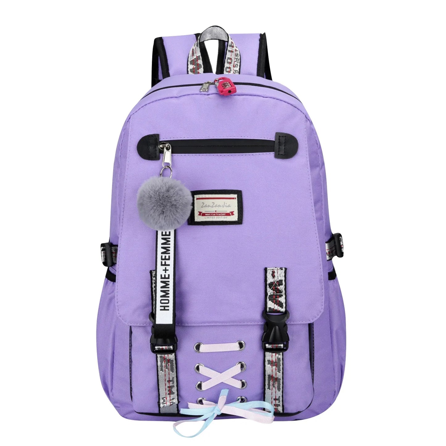 Cartable Collège Fille – Grand Format pour Cahiers, Classeur et Ordinateur Portable Violet Taille Unique Sac à dos Fille