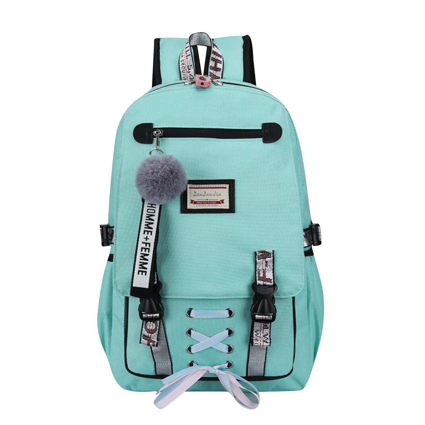 Cartable Collège Fille – Grand Format pour Cahiers, Classeur et Ordinateur Portable Vert Taille Unique Sac à dos Fille