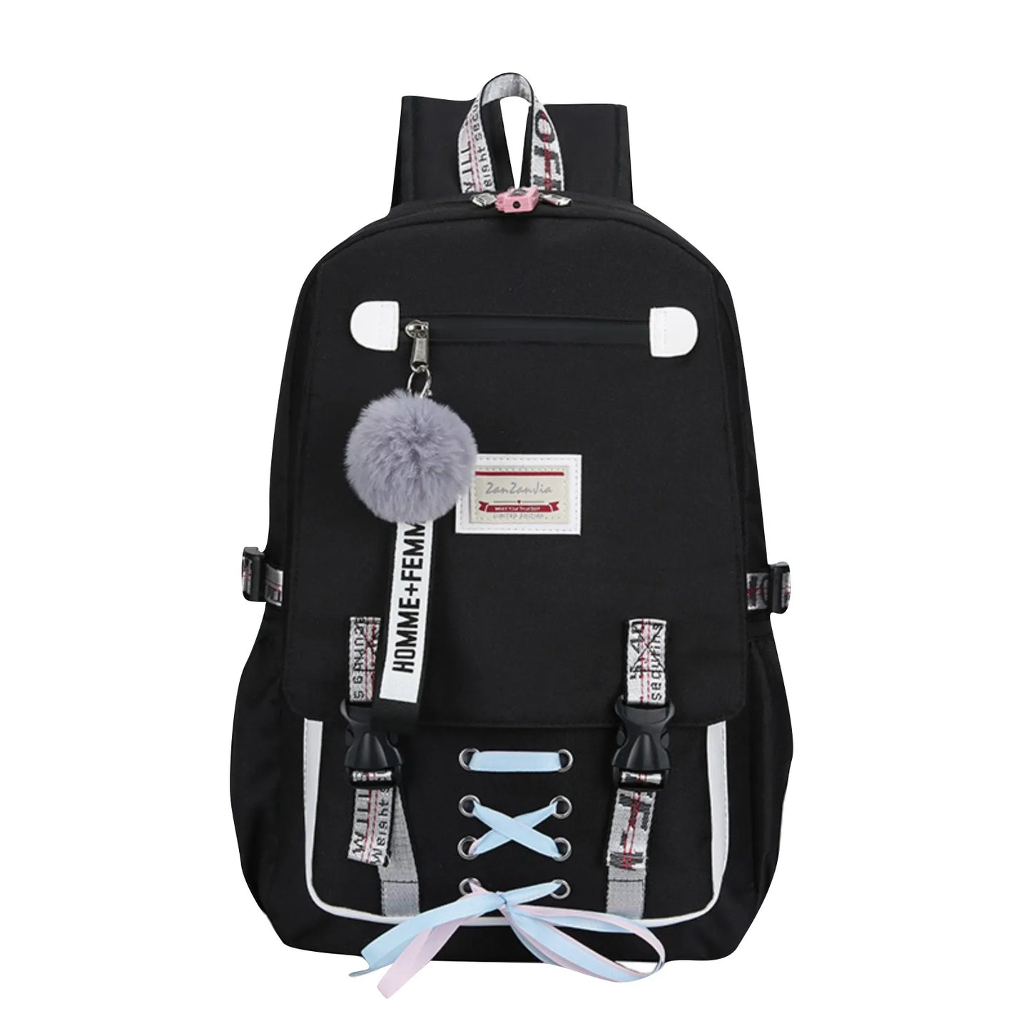 Cartable Collège Fille – Grand Format pour Cahiers, Classeur et Ordinateur Portable Noir Taille Unique Sac à dos Fille