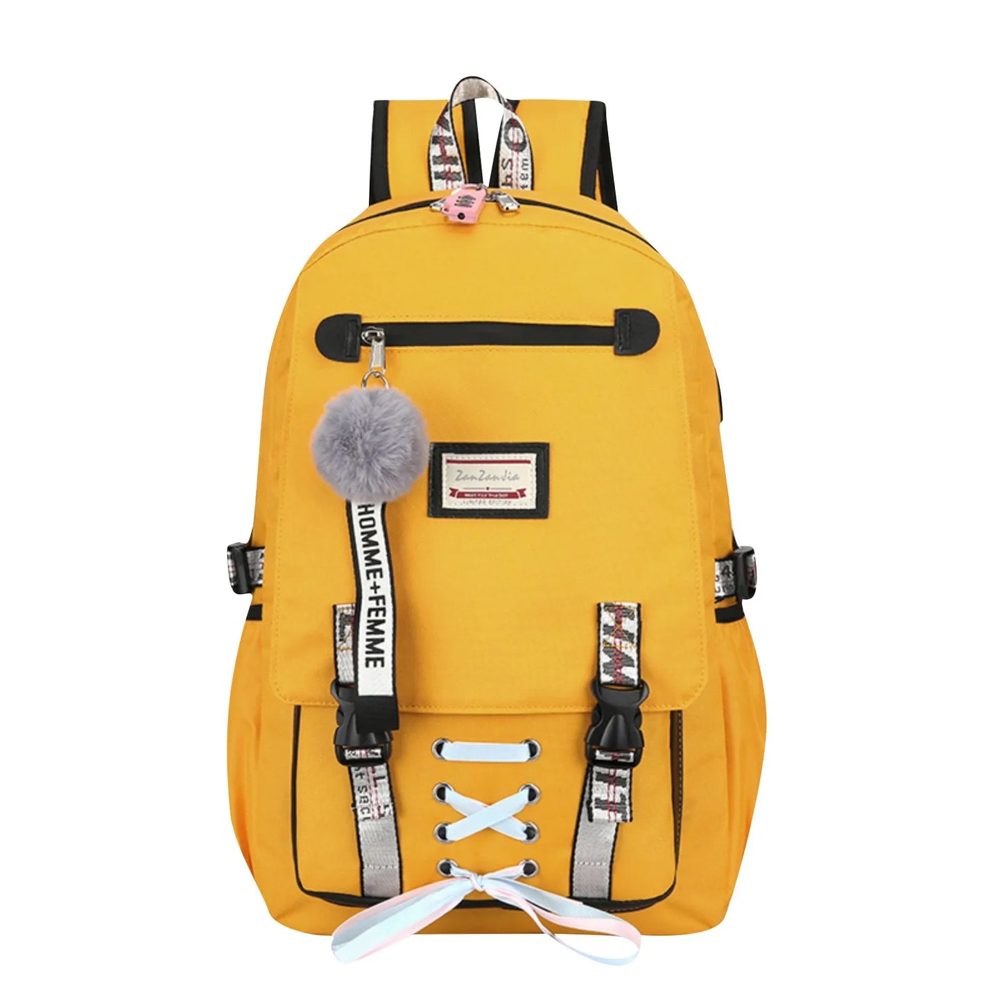 Cartable Collège Fille – Grand Format pour Cahiers, Classeur et Ordinateur Portable Jaune Taille Unique Sac à dos Fille