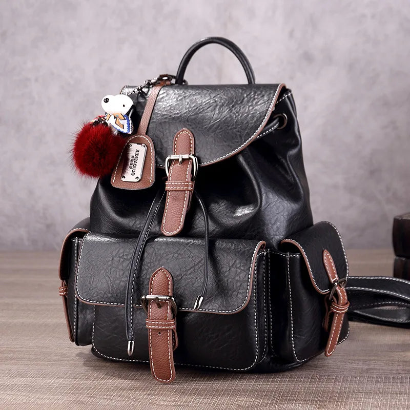 Cartable Design Vintage Noir Sac a dos Femme