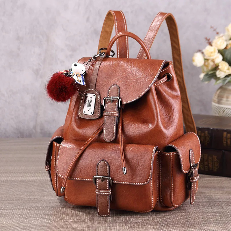 Cartable Design Vintage Marron Sac a dos Femme