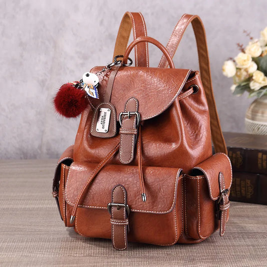 Cartable Design Vintage Marron Sac a dos Femme