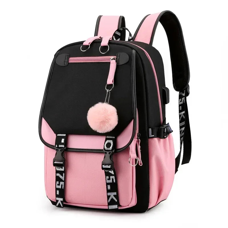Cartable Kawaii Black Rose Sac à dos Fille