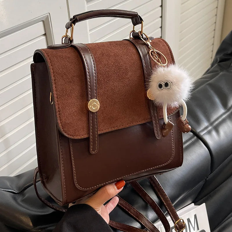 Cartable Simili Cuir Café Marron Sac a dos Femme
