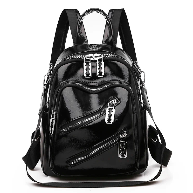 Sac a Dos Argenté Noir 23cm x 12cm x 28cm Sac a dos Femme