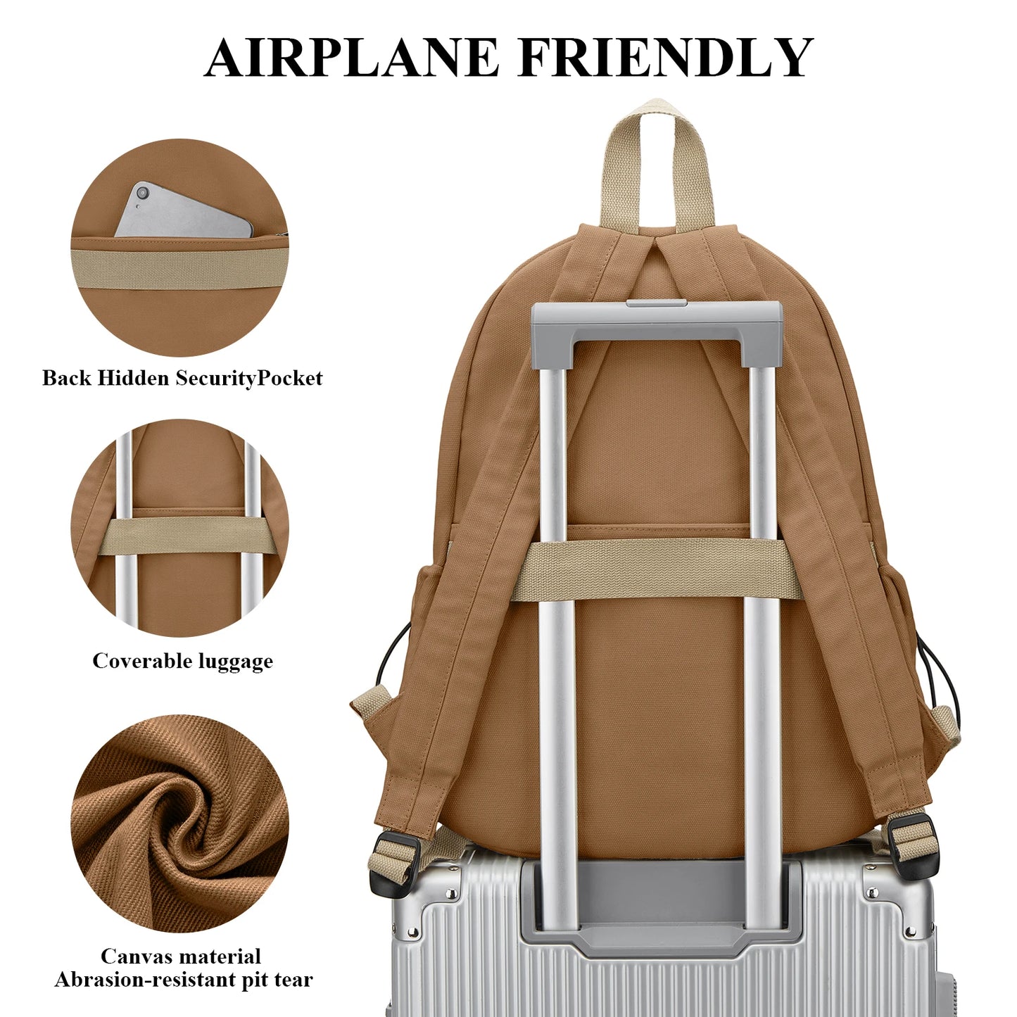 Sac à Dos Toile Léger 24L – Voyage, Ordinateur 15,6" & Quotidien Sac a dos Femme