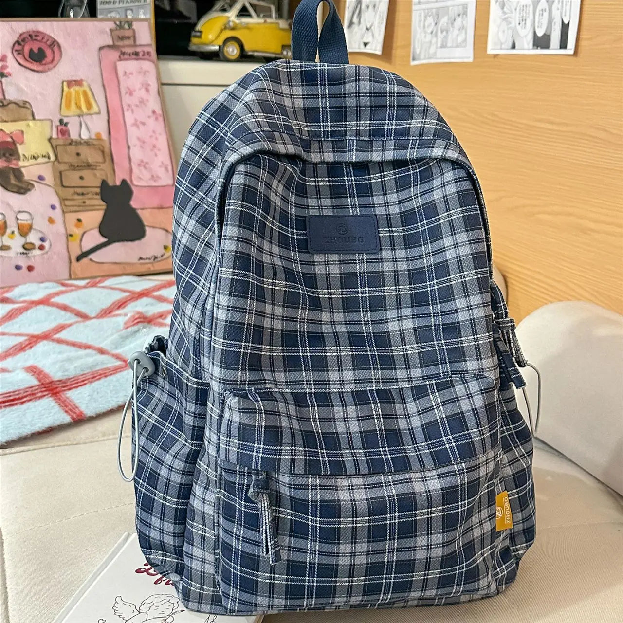 Sac écossais Bleu Sac a dos Femme
