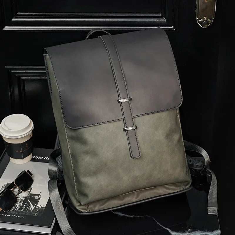 Sac à Dos Vintage En Cuir Synthetique Matte Green Sac a dos Femme