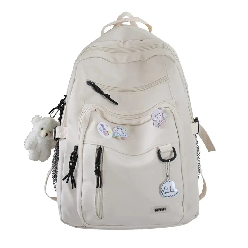 Sac à Dos Lycéen Grande Capacité Blanc