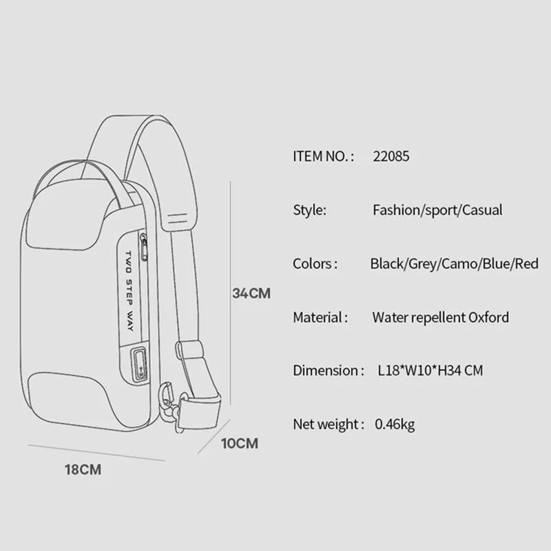 Sac à Bandoulière étanche Antivol Sac a dos Homme