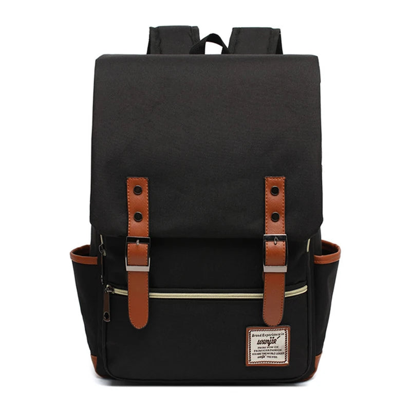 Sac à Dos Femme Multi Poches Black White Zipper Sac a dos Femme