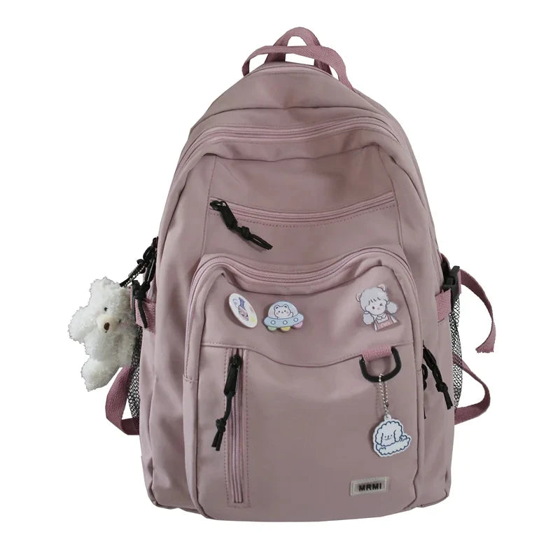 Sac à Dos Lycéen Grande Capacité Rose