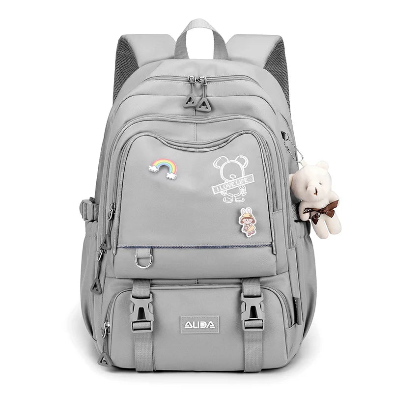 Sac à Dos Multi-poche Rose Gris