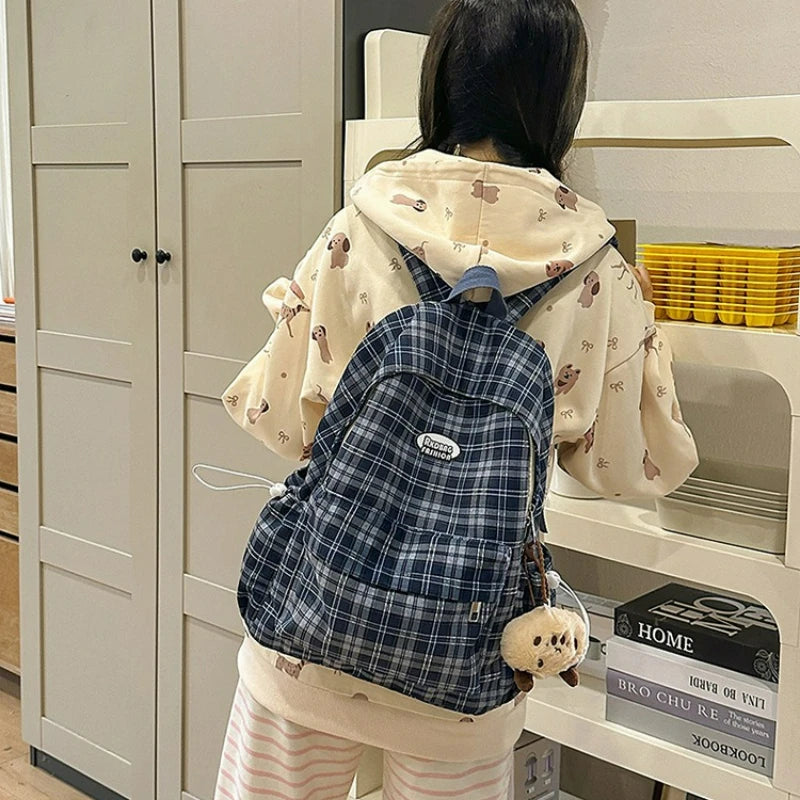 Sac à Dos Noir à Carreaux Sac a dos Femme