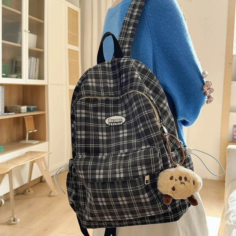 Sac à Dos Noir à Carreaux Sac a dos Femme