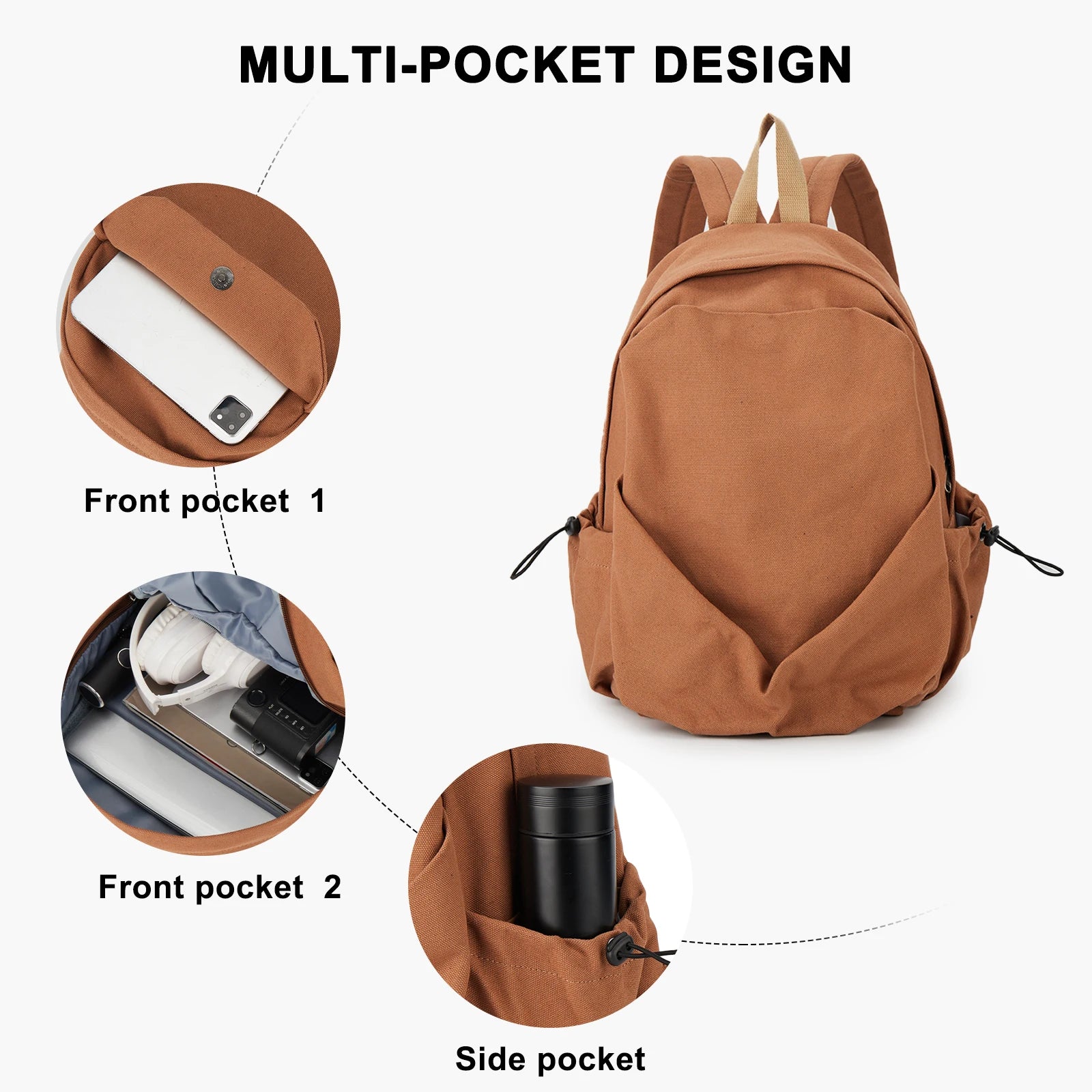Sac à Dos Toile Léger 24L – Voyage, Ordinateur 15,6" & Quotidien Sac a dos Femme
