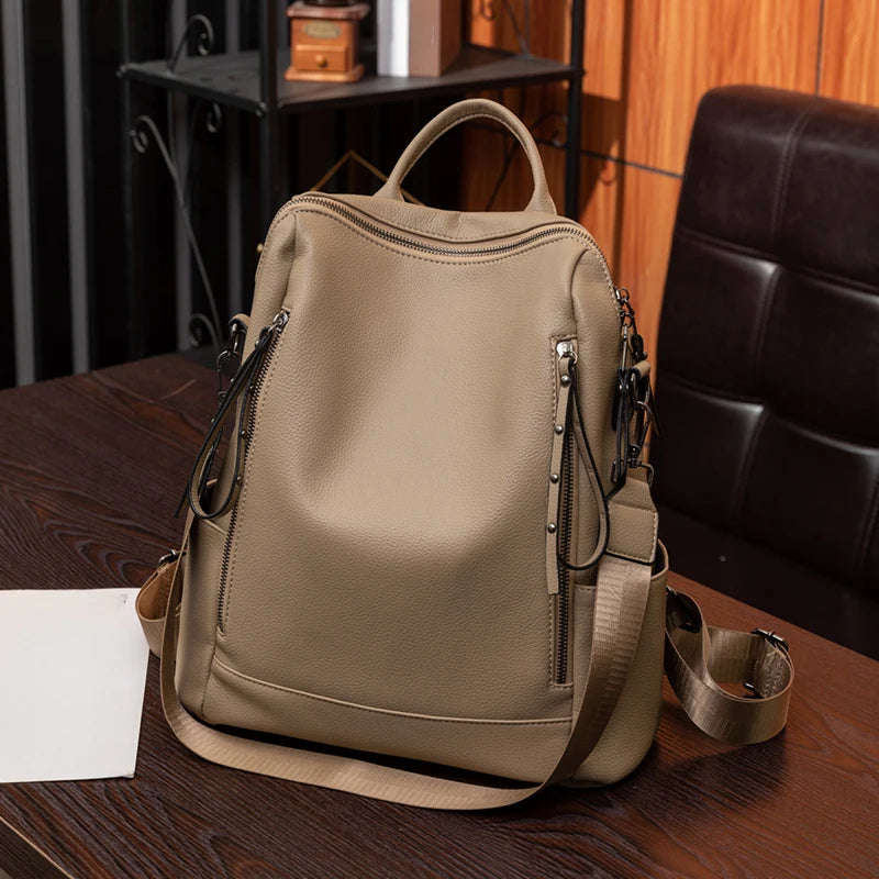 Sac à Dos Similicuir Khaki Sac a dos Femme