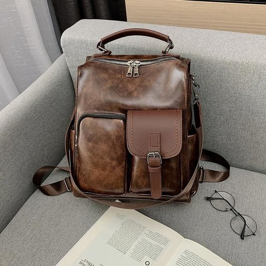 Cartable Design Vintage Marron Sac a dos Femme