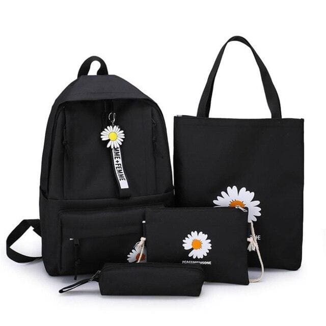 Ensemble Sac Femme Pâquerette Noir Sac a dos Femme