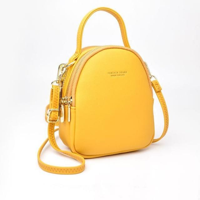 Mini Sac à Dos Pu Jaune Sac a dos Femme