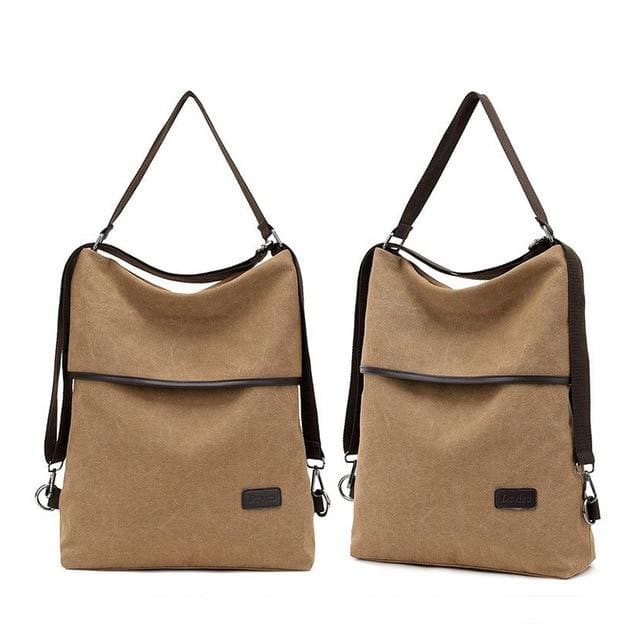 Sac En Toile Vintage Kaki Sac a dos Femme
