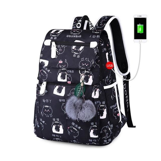 Sac à Dos Ado Fille Swag Chat noir Sac à dos Fille