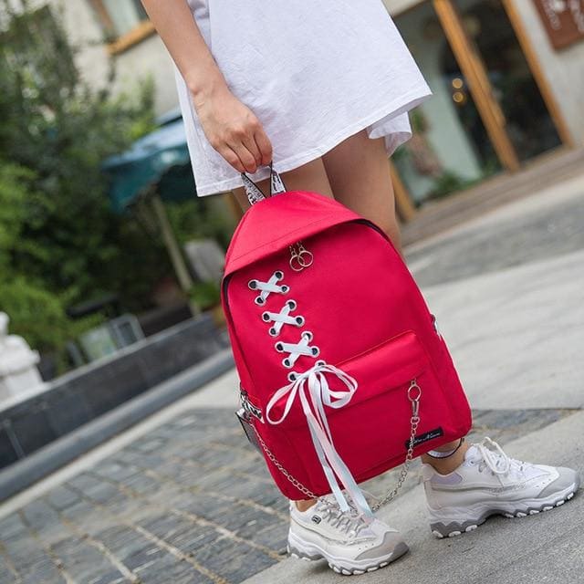 Sac à Dos Avec Lacet Roouge Sac a dos Femme