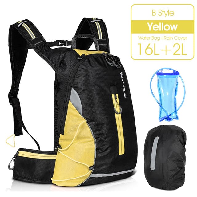 Sac a Dos Avec Poche a Eau Jaune + Housse de Protection Sac à dos de Voyage