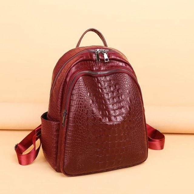 Sac a Dos Crocodile Simili Cuir Rouge Sac a dos Femme