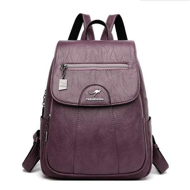 Sac à Dos Cuir Rouge Violet Sac a dos Femme