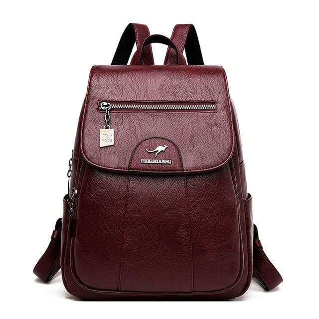 Sac à Dos Cuir Rouge Rouge Vin Sac a dos Femme
