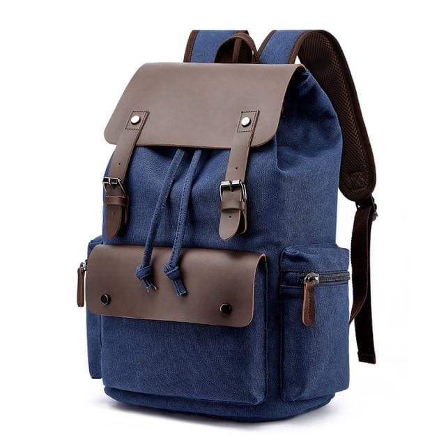 Sac à Dos En Toile Vintage Bleu Sac a dos Homme