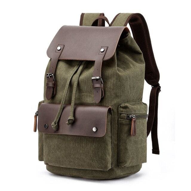 Sac à Dos En Toile Vintage Vert Armée Sac a dos Homme