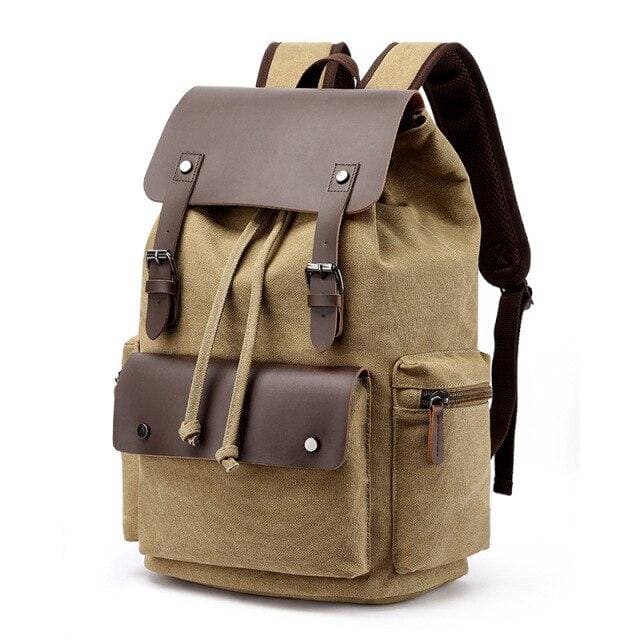 Sac à Dos En Toile Vintage Kaki Sac a dos Homme