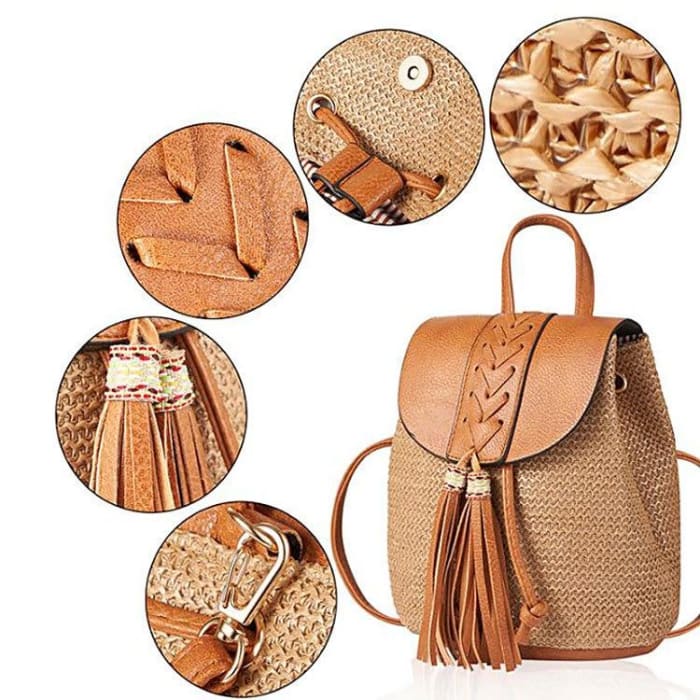Sac a Dos Paille Tressée Sac a dos Femme