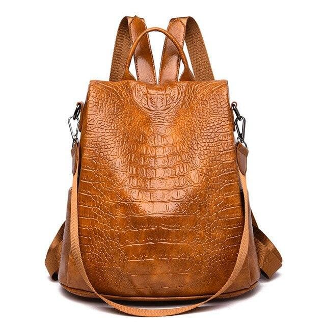 Sac a Dos Pu Alligator Marron China Sac a dos Femme