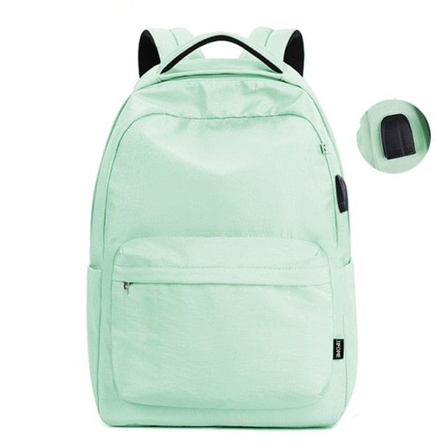 Sac a Dos Style Coreen Vert Pastel USB Sac a dos Homme