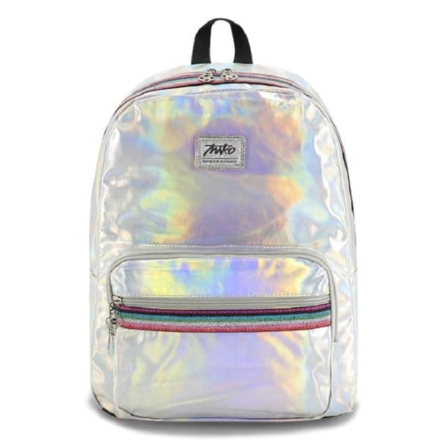 Sac à Dos en Pu Brillant Argent Sac a dos Femme
