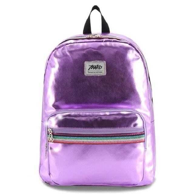 Sac à Dos en Pu Brillant Violet Sac a dos Femme