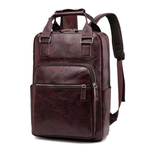 Grand Sac à Dos Pu Homme Marron Foncé Sac a dos Homme