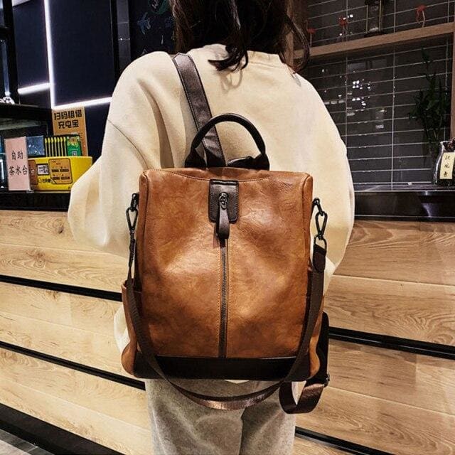 Sac à Dos Femme Anti Pickpocket Marron 31x15x29cm Sac a dos Femme