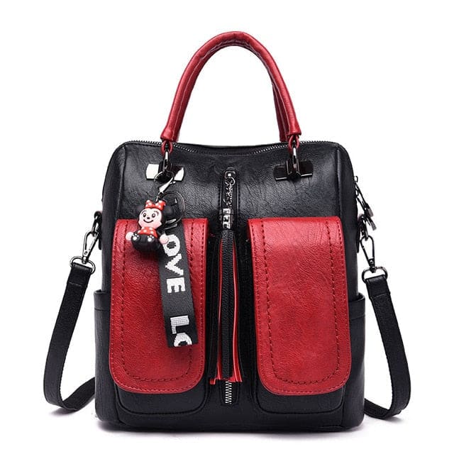 Sac à Dos Femme Petit Format Rouge Noir Sac a dos Femme