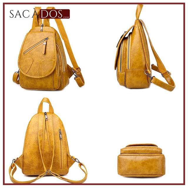 Sac a Dos Moutarde - Femme - Moutarde - Simili cuir